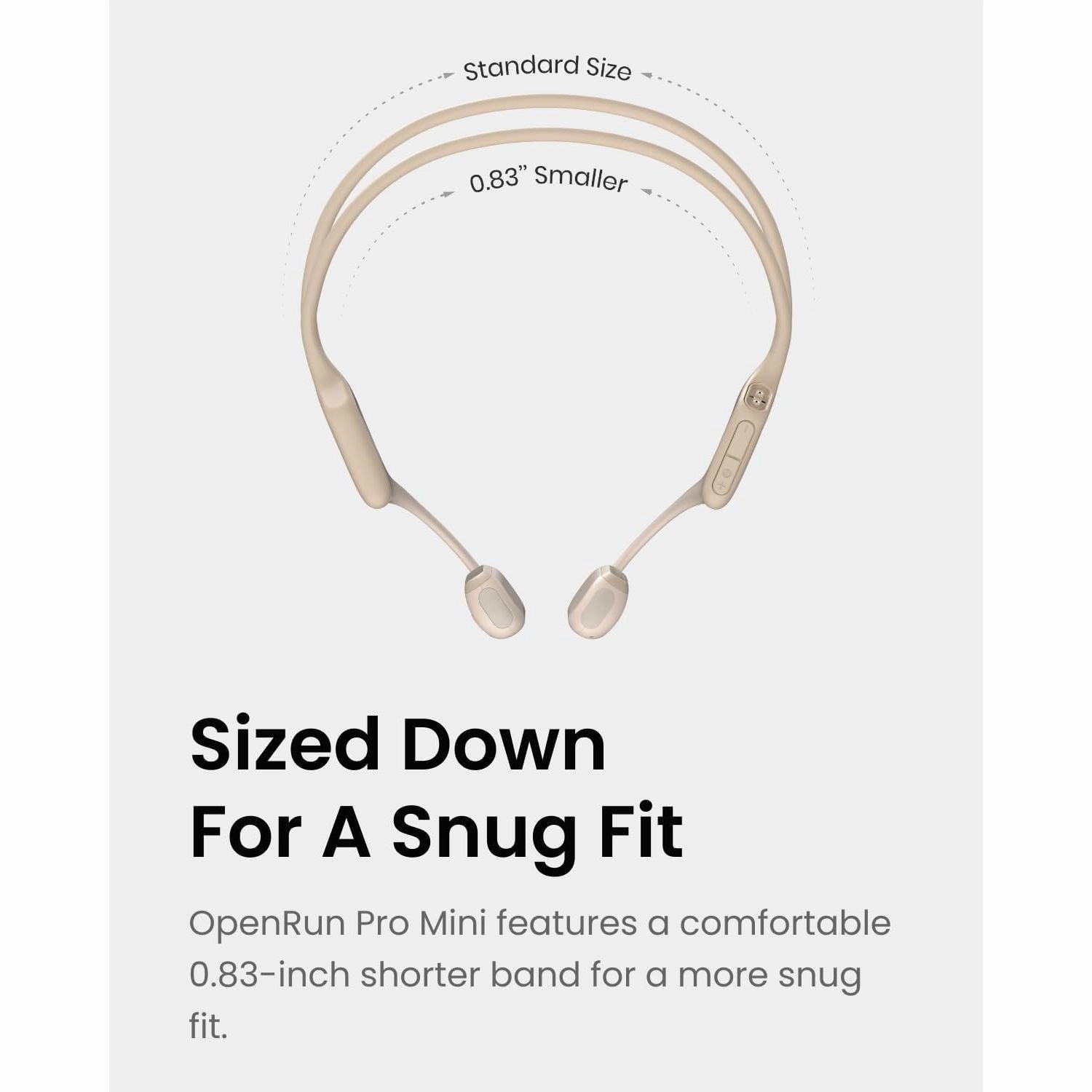 Shokz OpenRun Pro Mini Bone Conduction Headphones - Open-Ear Bluetooth, IP55 Waterproof, 10H Playtime, Beige