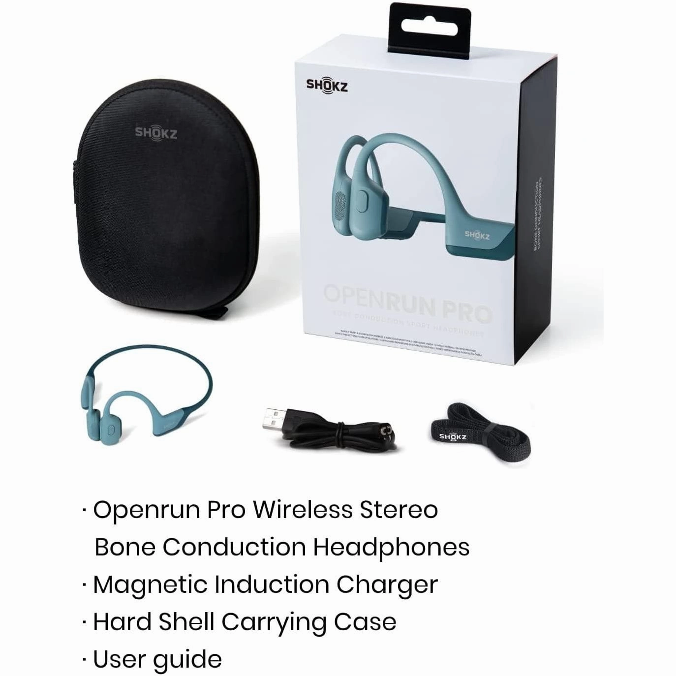 Shokz OpenRun Pro Water Resistance Wireless Bluetooth Bone Conduction Headphones - Cooldown Blue