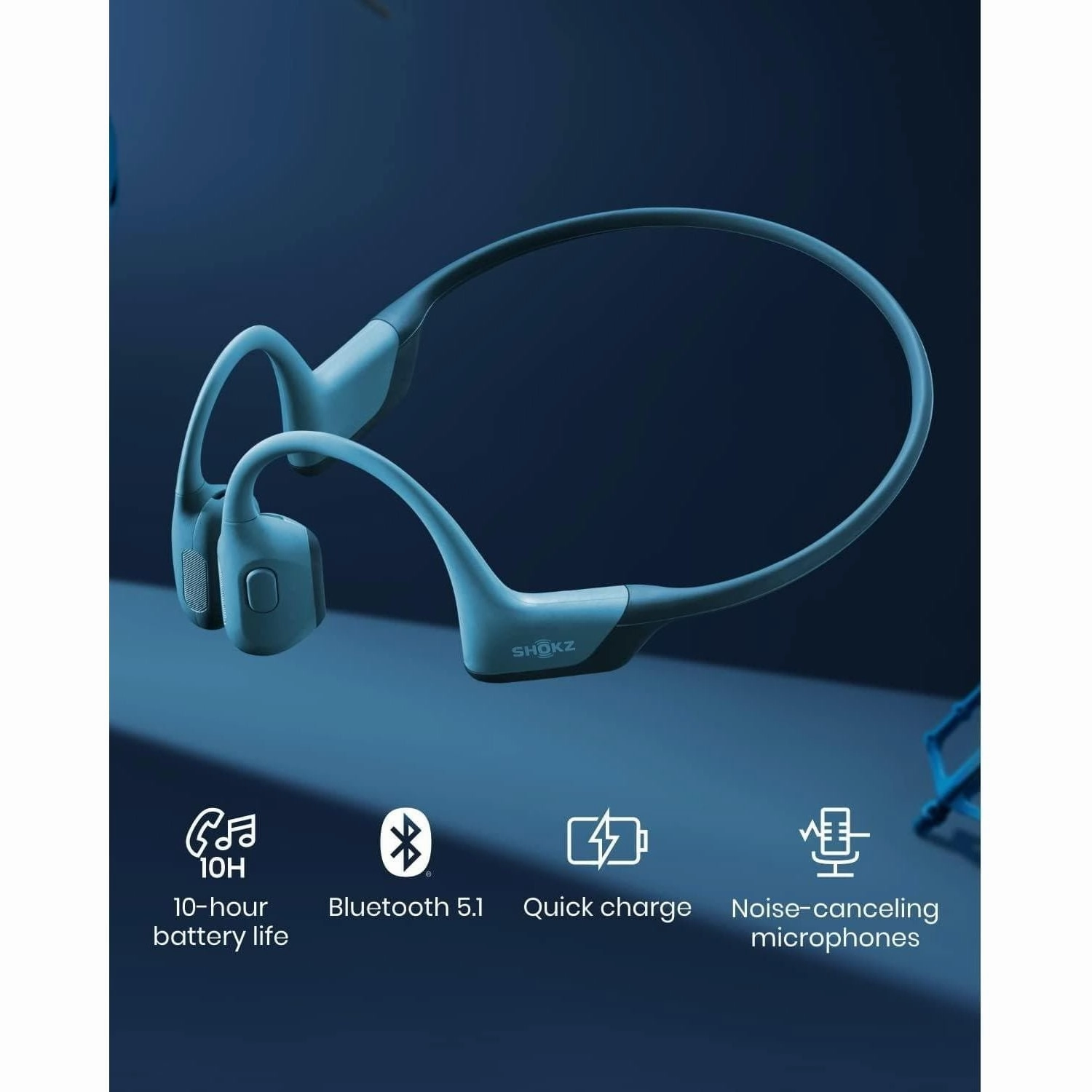 Shokz OpenRun Pro Water Resistance Wireless Bluetooth Bone Conduction Headphones - Cooldown Blue