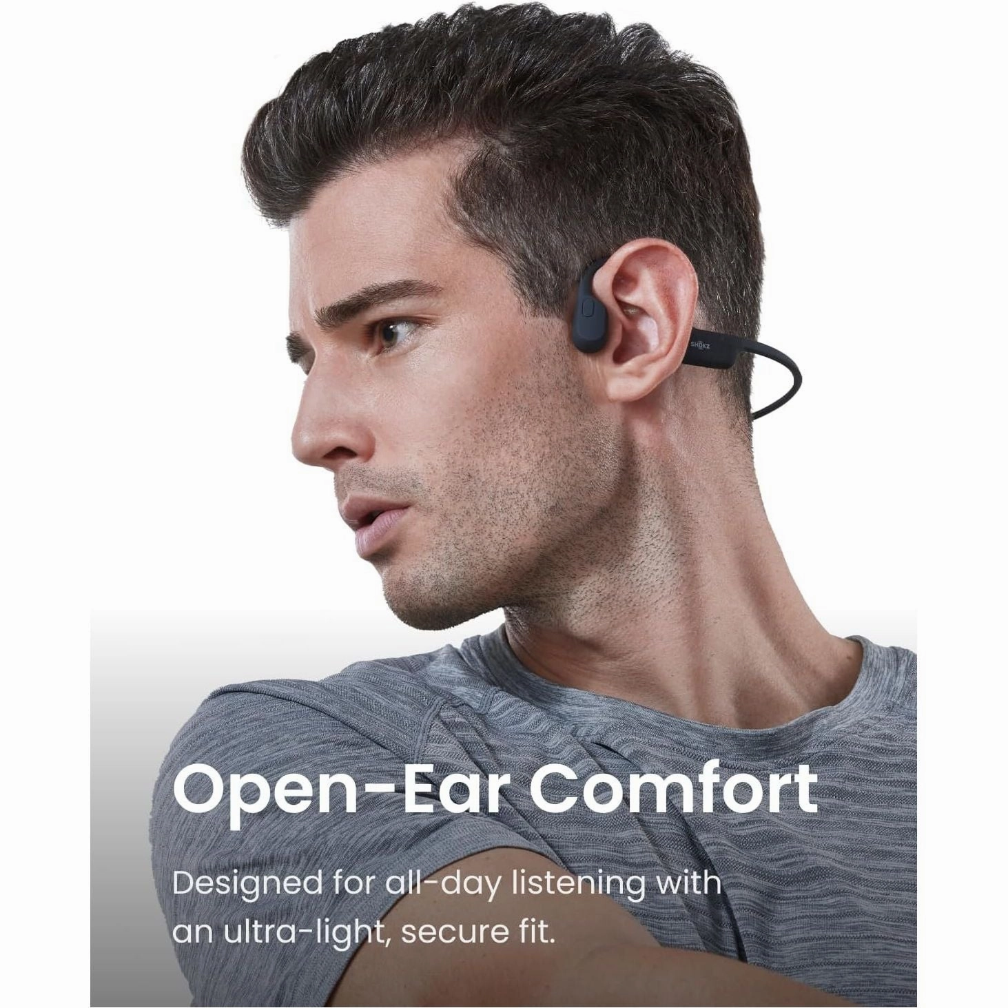 SHOKZ OpenRun SE Wireless Bone Conduction Headphones, [England Athletics Recommended] Open-Ear Bluetooth Earphones with Mic, Waterproof Sports Headset with 8H Playtime for Running Workout, Comet Grey