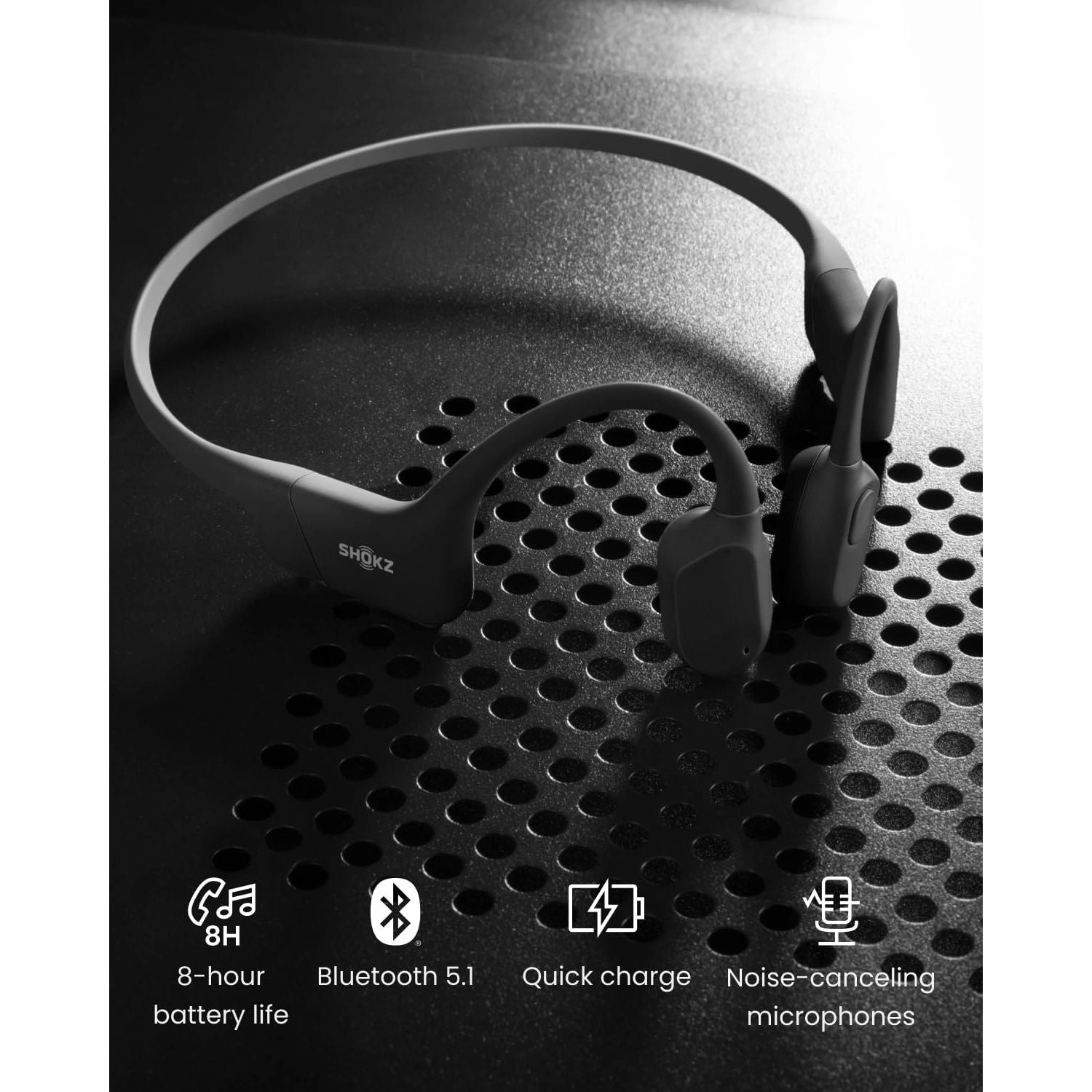 SHOKZ OpenRun SE Wireless Bone Conduction Headphones, [England Athletics Recommended] Open-Ear Bluetooth Earphones with Mic, Waterproof Sports Headset with 8H Playtime for Running Workout, Comet Grey