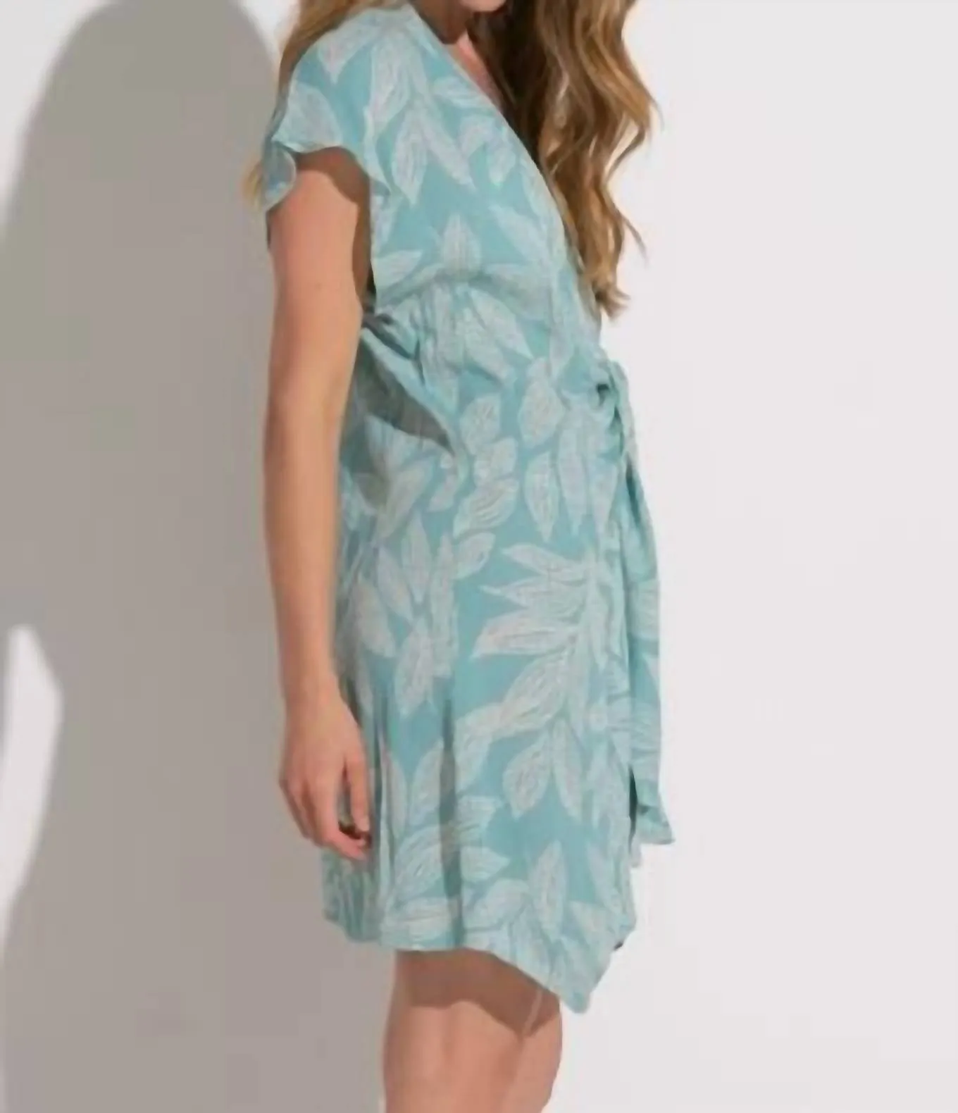 Short Front Wrap Coverup In Teal