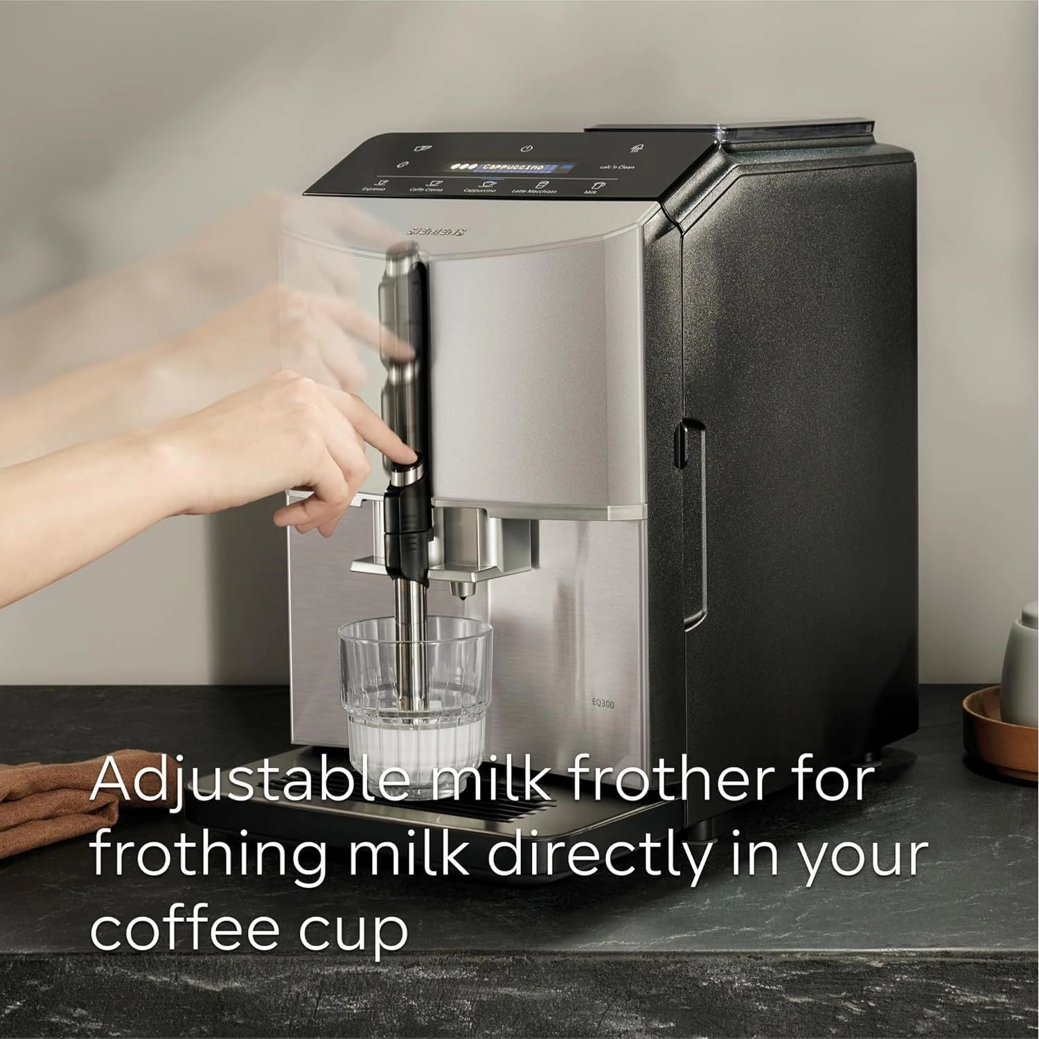 Siemens EQ300 Bean-to-Cup Coffee Machine (TF301G19)  Fully Automatic, Freestanding  Piano Black