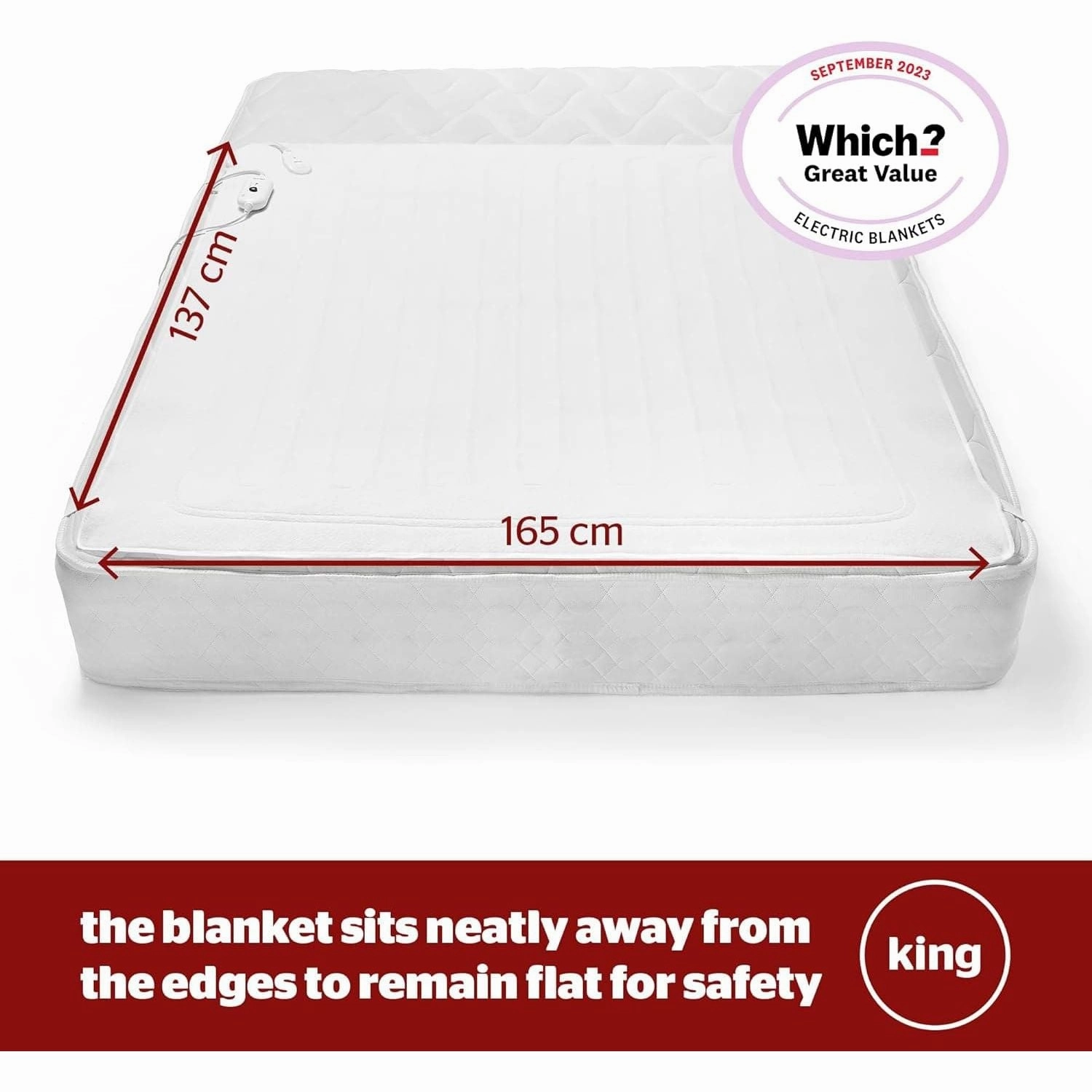 Silentnight Comfort Control Electric Blanket - Heated Underblanket with 3 Heat Settings, Fast Heat Up, Overheat Protection and Easy Fit Straps - Machine Washable