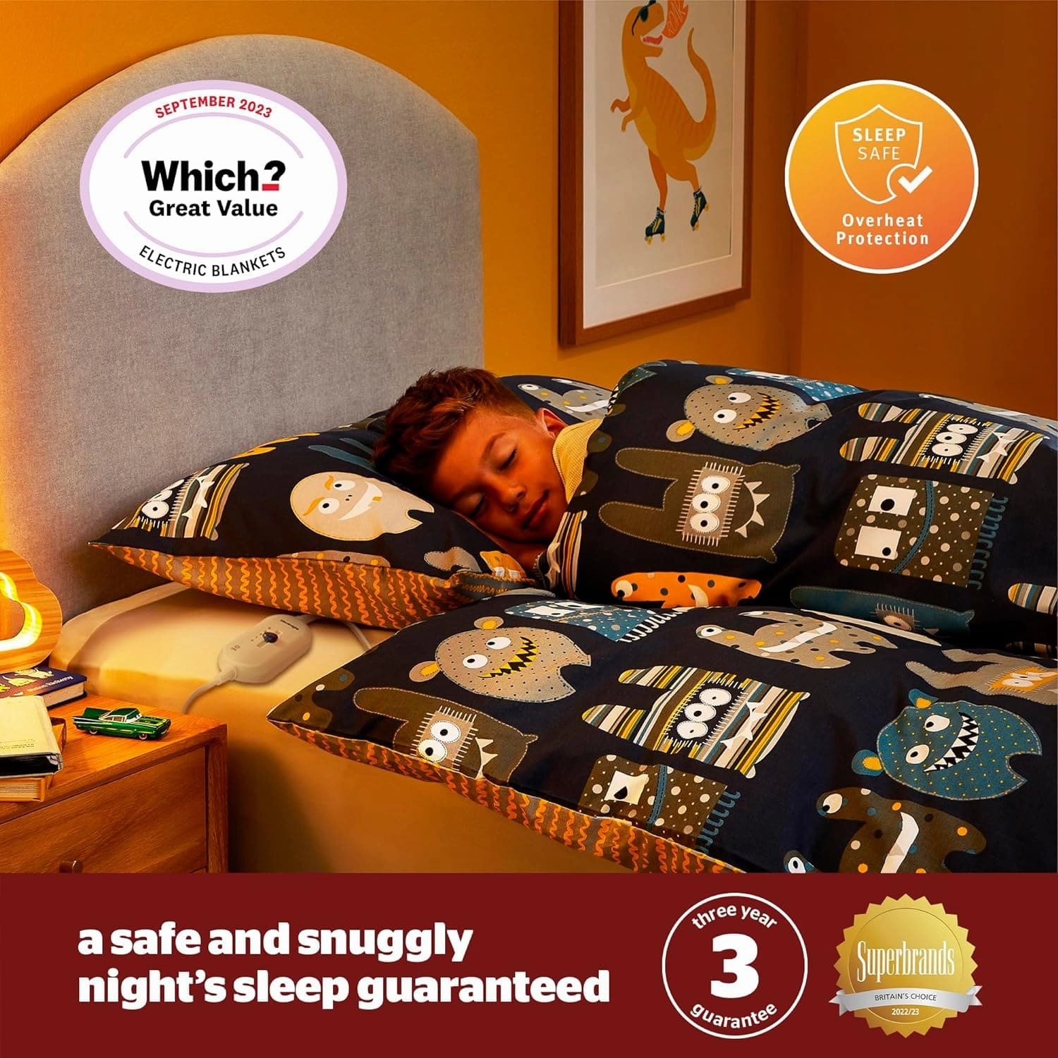 Silentnight Comfort Control Electric Blanket - Heated Underblanket with 3 Heat Settings, Fast Heat Up, Overheat Protection and Easy Fit Straps - Machine Washable