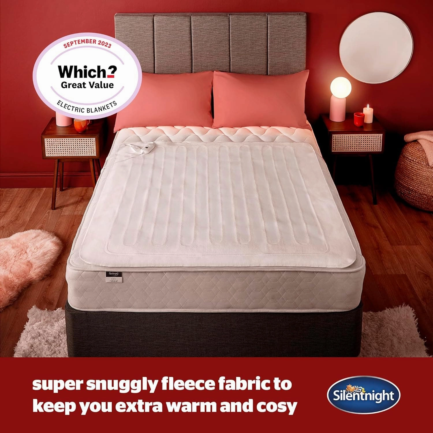 Silentnight Comfort Control Electric Blanket - Heated Underblanket with 3 Heat Settings, Fast Heat Up, Overheat Protection and Easy Fit Straps - Machine Washable
