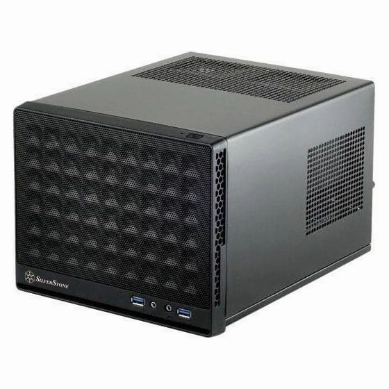SilverStone Sugo SG13B C Mini-ITX Cube Case, Mesh Front, Compact Design - Black
