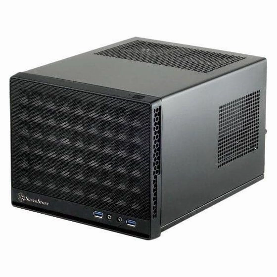 SilverStone Sugo SG13B C Mini-ITX Cube Case, Mesh Front, Compact Design - Black