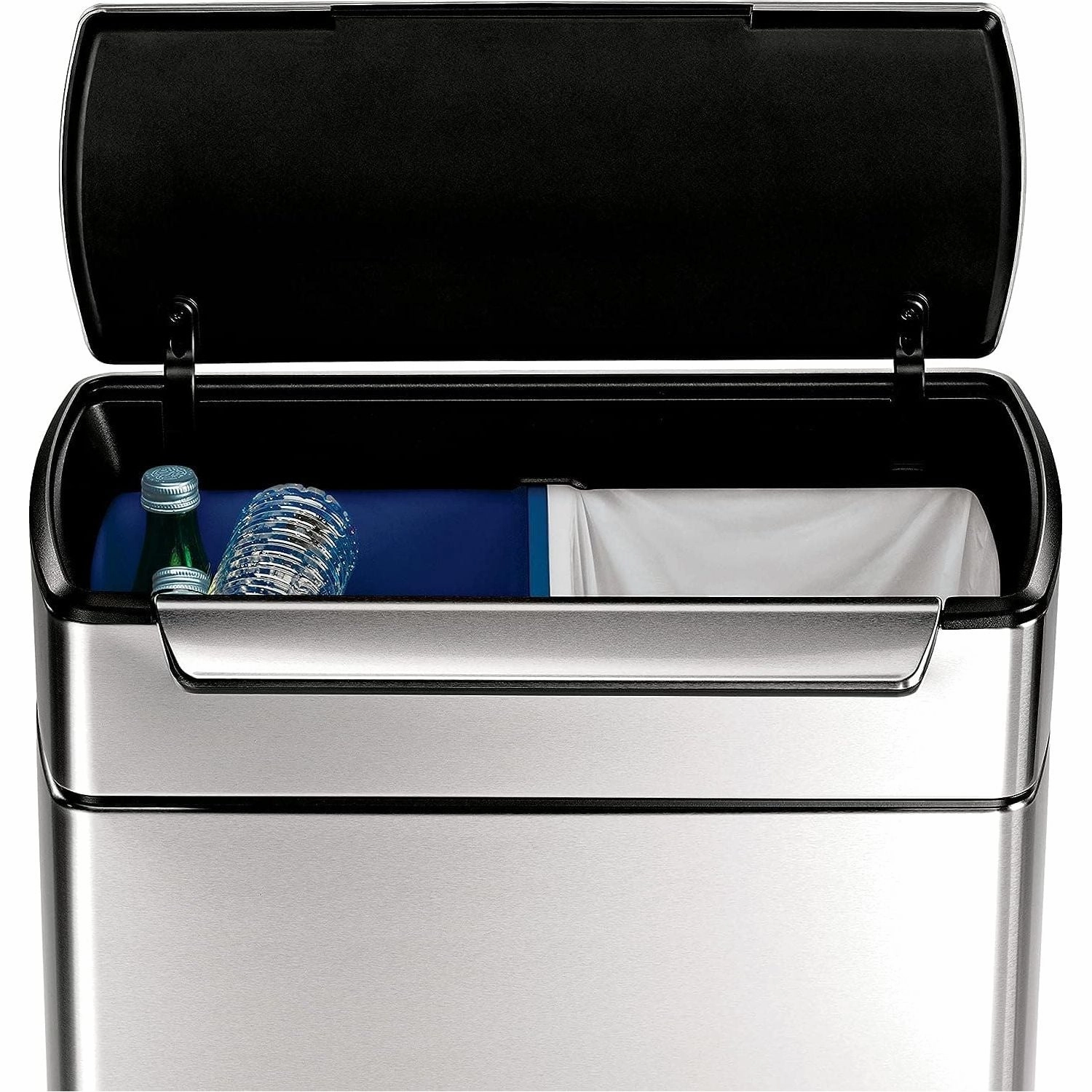 simplehuman CW2018 48L (24/24) Rectangular Touch-Bar Recycling Kitchen Bin - Brushed Stainless Steel