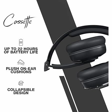 Skullcandy Cassette On-Ear Wireless Headphones  22H Battery, Mic, Bluetooth Compatible - Black
