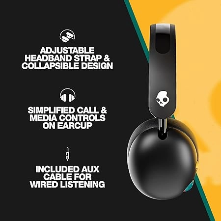 Skullcandy Grom Kids Wireless Headphones  45H Battery, Volume-Limiting, Bluetooth  Black