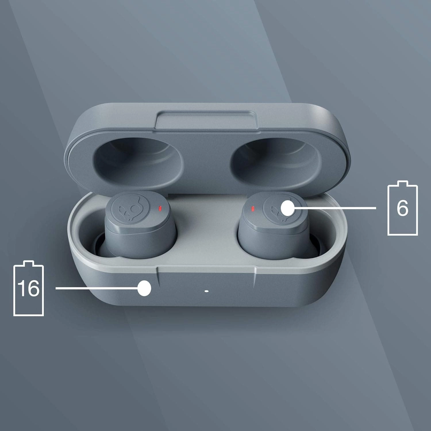 Skullcandy Jib True Wireless In-Ear Headphones, Bluetooth 5.0, IPX4 Water Resistant, 22 Hours Battery Life - Chill Grey.