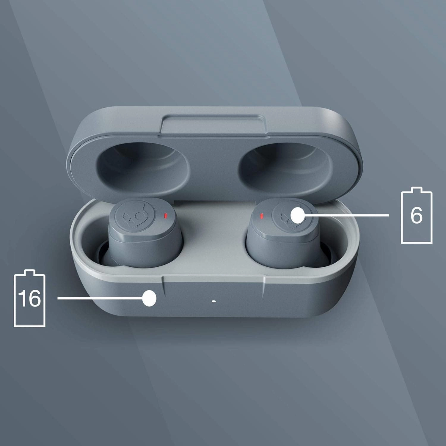 Skullcandy Jib True Wireless In-Ear Headphones, Bluetooth 5.0, IPX4 Water Resistant, 22 Hours Battery Life - Chill Grey.