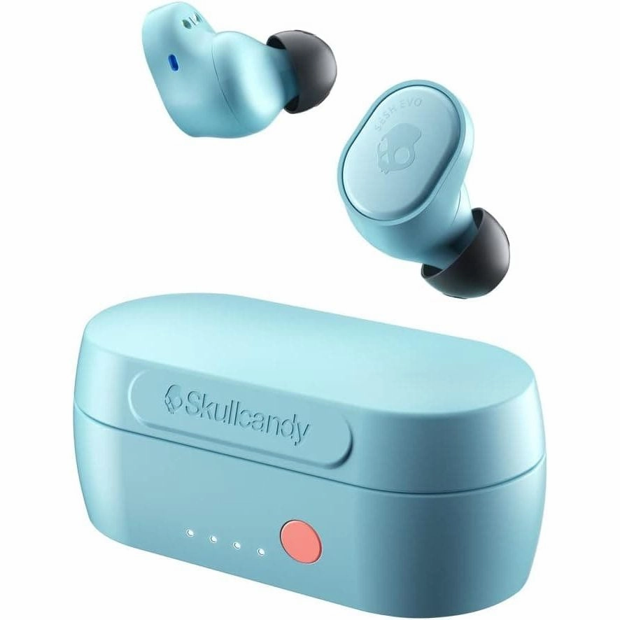 Skullcandy Sesh Evo True Wireless In-Ear Bluetooth Earbuds Compatible with iPhone and Android / Charging Case and Microphone / Great for Gym, Sports, and Gaming IP55 Water Dust Resistant - Blue