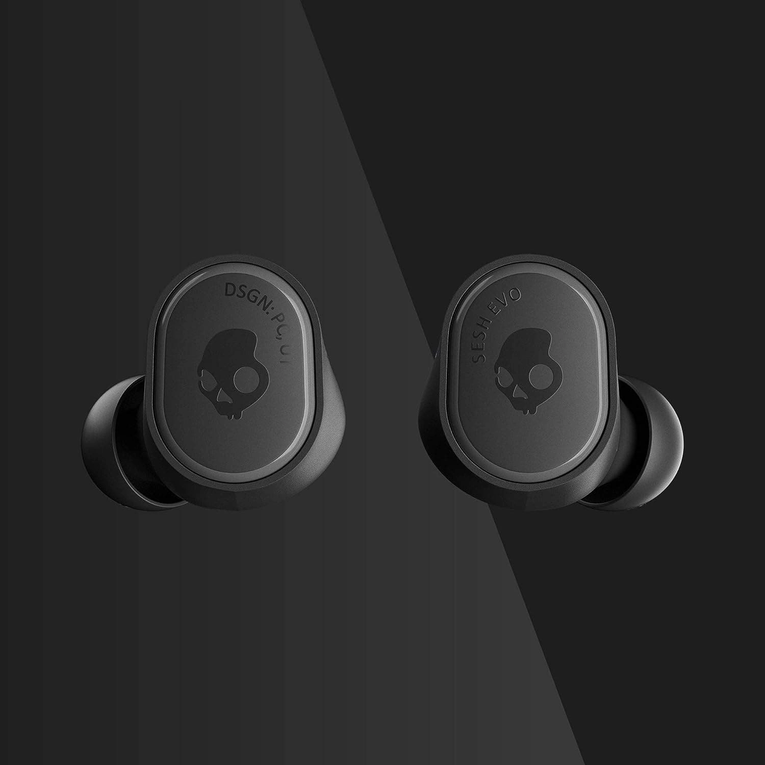 Skullcandy Sesh Evo True Wireless In-Ear Bluetooth Earbuds Compatible with iPhone and Android/Charging Case and Microphone/Great for Gym, Sports, and Gaming IP55 Water Dust Resistant - Black