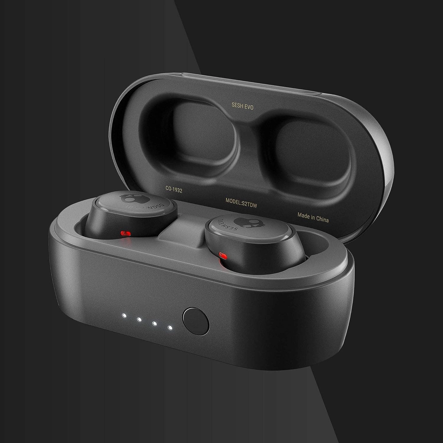 Skullcandy Sesh Evo True Wireless In-Ear Bluetooth Earbuds Compatible with iPhone and Android/Charging Case and Microphone/Great for Gym, Sports, and Gaming IP55 Water Dust Resistant - Black