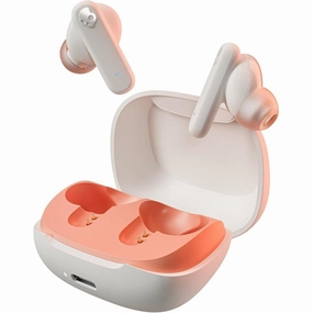 Skullcandy Smokin Buds True Wireless Earbuds - Bone-Orange Glow earbuds and headphones, true wireless earbuds, noise cancelling earbuds