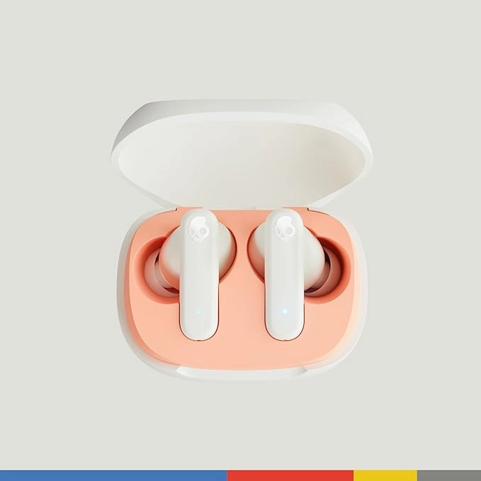 Skullcandy Smokin Buds True Wireless Earbuds - Bone-Orange Glow