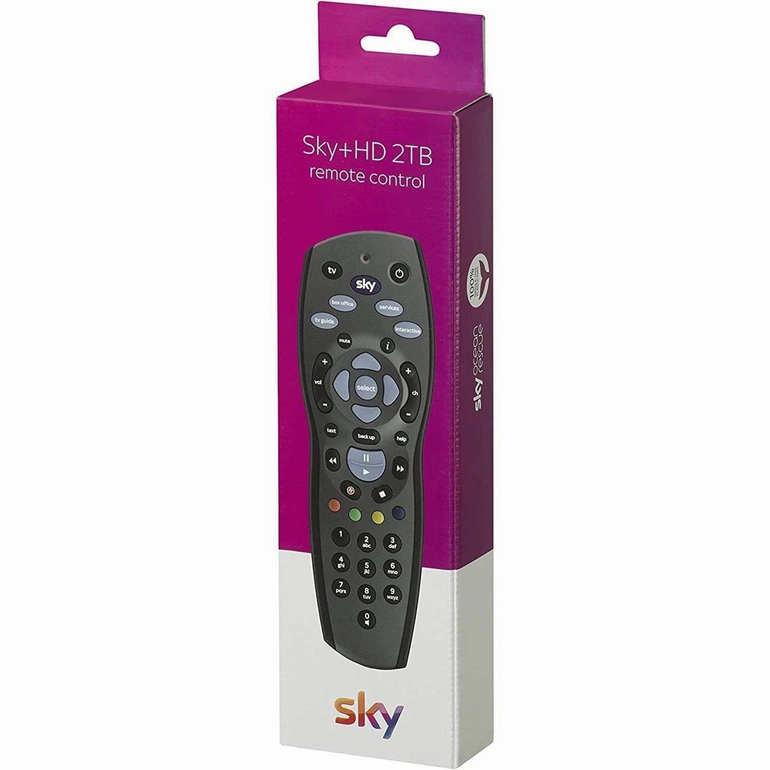 Sky  HD Remote 1TB/2TB - Official Sky Branded, Includes Duracell Batteries, Compatible with Sky  HD Digibox (SKY125, Black)