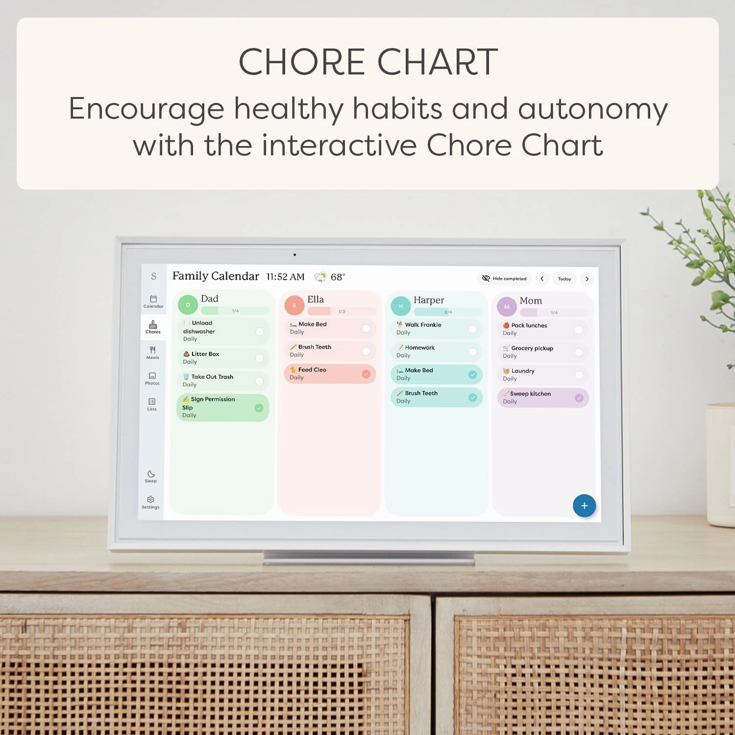 Skylight Calendar 15-inch Digital Calendar & Chore Chart  Smart Touchscreen Interactive Display