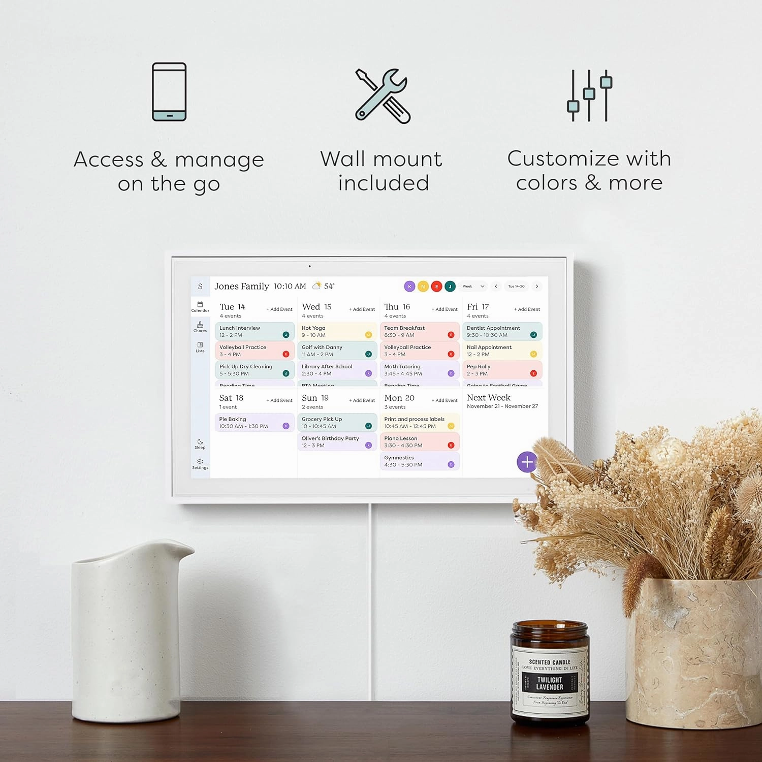 Skylight Calendar 15-inch Digital Calendar & Chore Chart  Smart Touchscreen Interactive Display