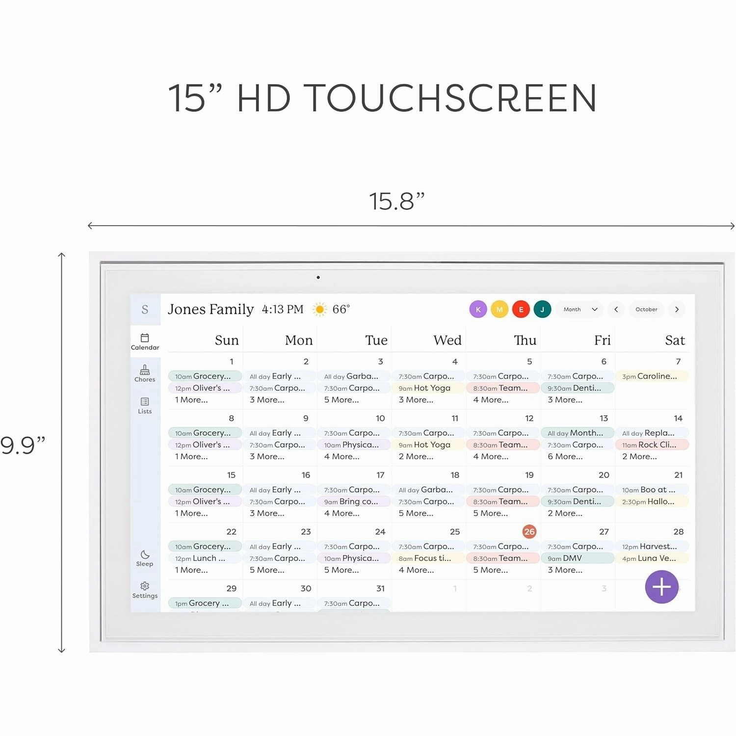 Skylight Calendar 15-inch Digital Calendar & Chore Chart  Smart Touchscreen Interactive Display