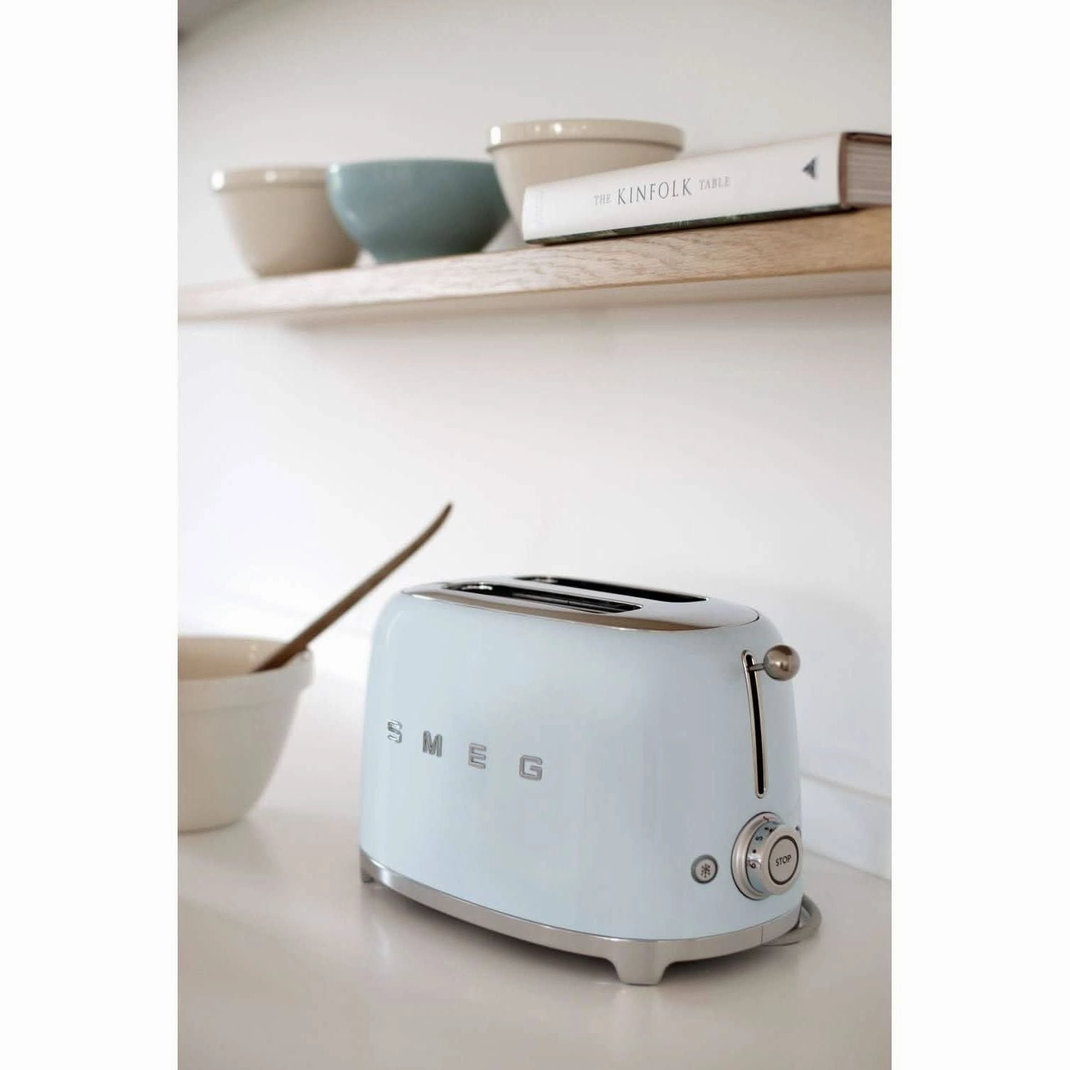 Smeg 2-Slice Toaster with Extra-Wide Slots & 3 Preset Options - Pastel Blue