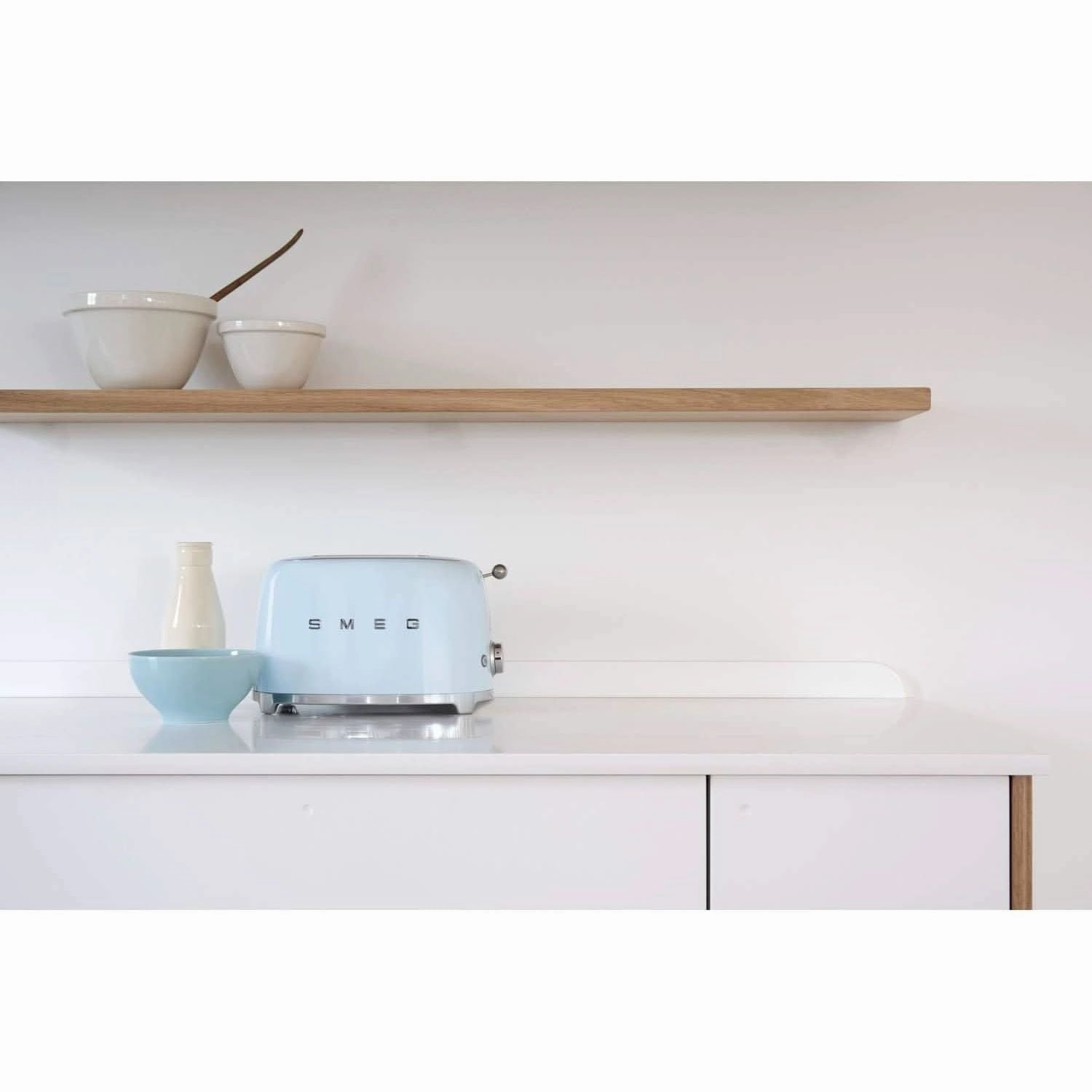 Smeg 2-Slice Toaster with Extra-Wide Slots & 3 Preset Options - Pastel Blue