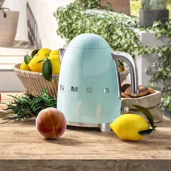 Smeg 50's Style Jug Kettle, 1.7L, 300W, Soft Opening, 360 Swivel Base - Pastel Blue