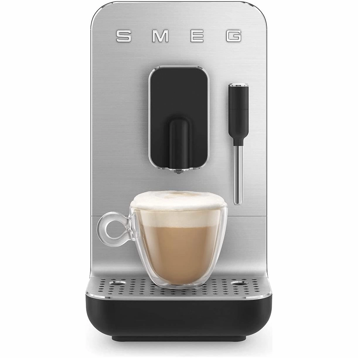 Smeg BCC02BLMUK Bean to Cup Coffee Machine, Retro 50's Style, Steam Wand, Matte Black