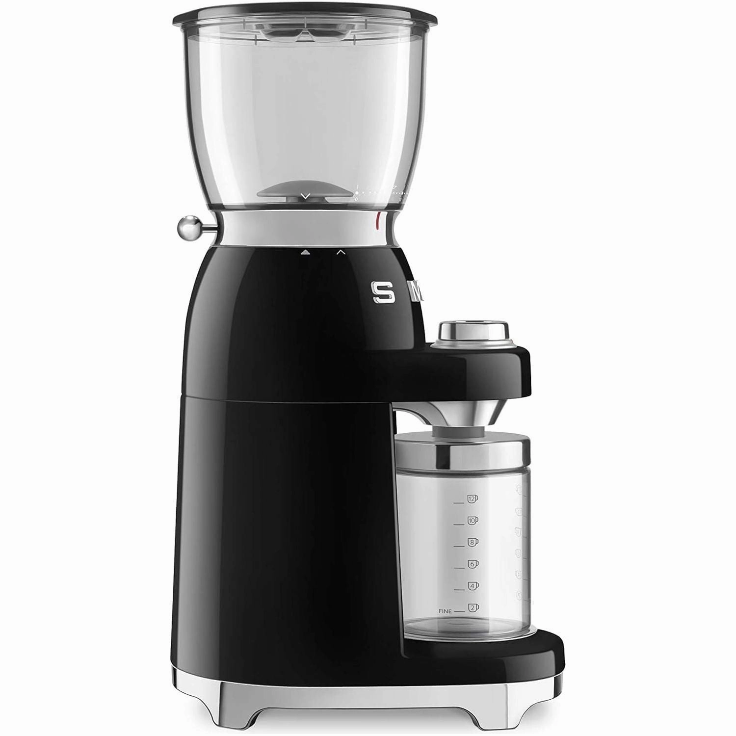 Smeg CGF01BLUK Coffee Grinder, Aluminium Construction, 50's Retro Style, 8 Programme Settings and 3 Grinding Grades, Black