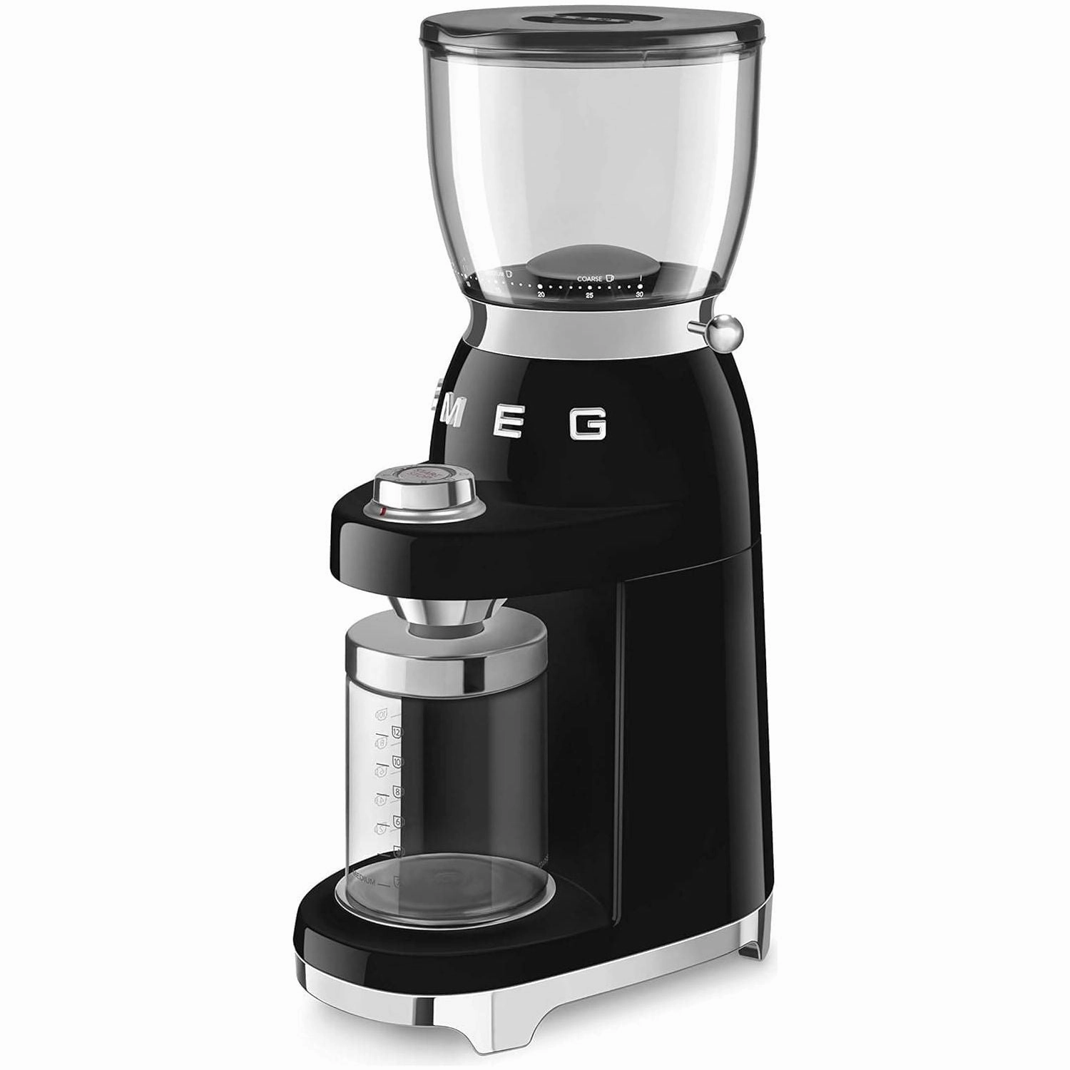 Smeg CGF01BLUK Coffee Grinder, Aluminium Construction, 50's Retro Style, 8 Programme Settings and 3 Grinding Grades, Black