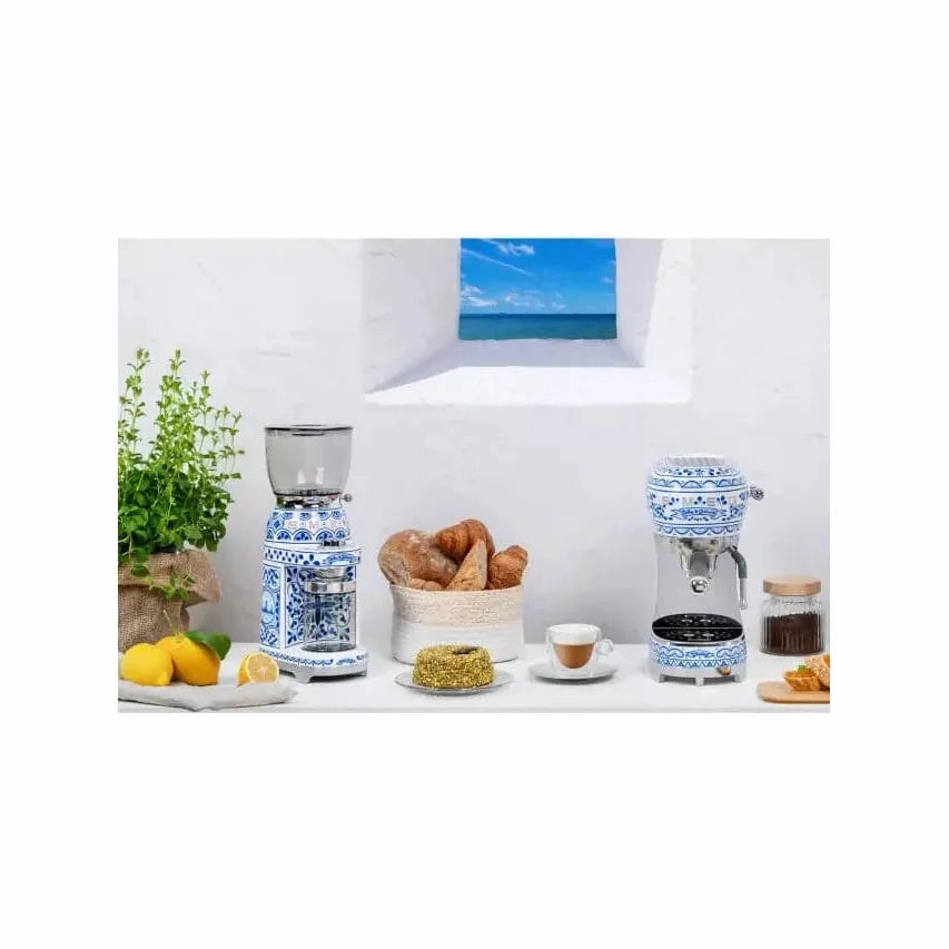 Smeg Dolce & Gabbana Mediterraneo Coffee Grinder - Blue/White (CGF01DGBUK)