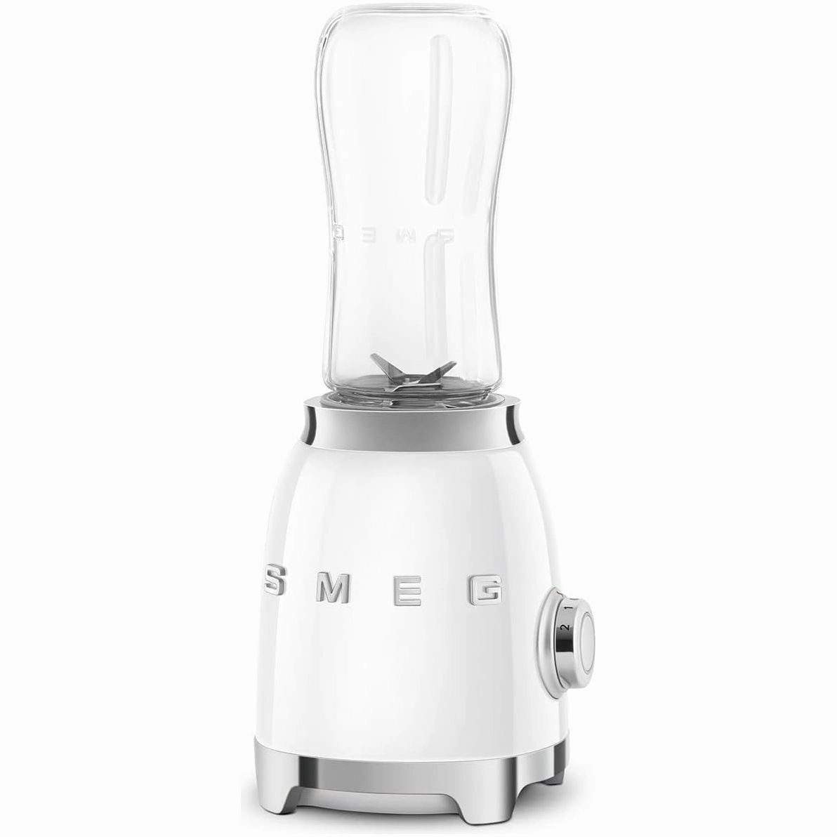 Smeg PBF01WHUK Retro 50s Personal Blender - 300W, 600ml, 2 Bottles-To-Go, White