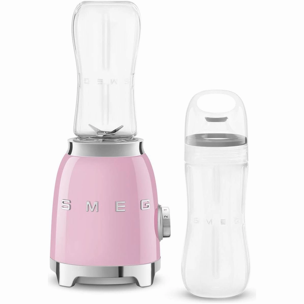 Smeg Retro 50s Style Personal Blender - 300W, 2 Speed, 2 Bottles-To-Go, 600ml - Pink