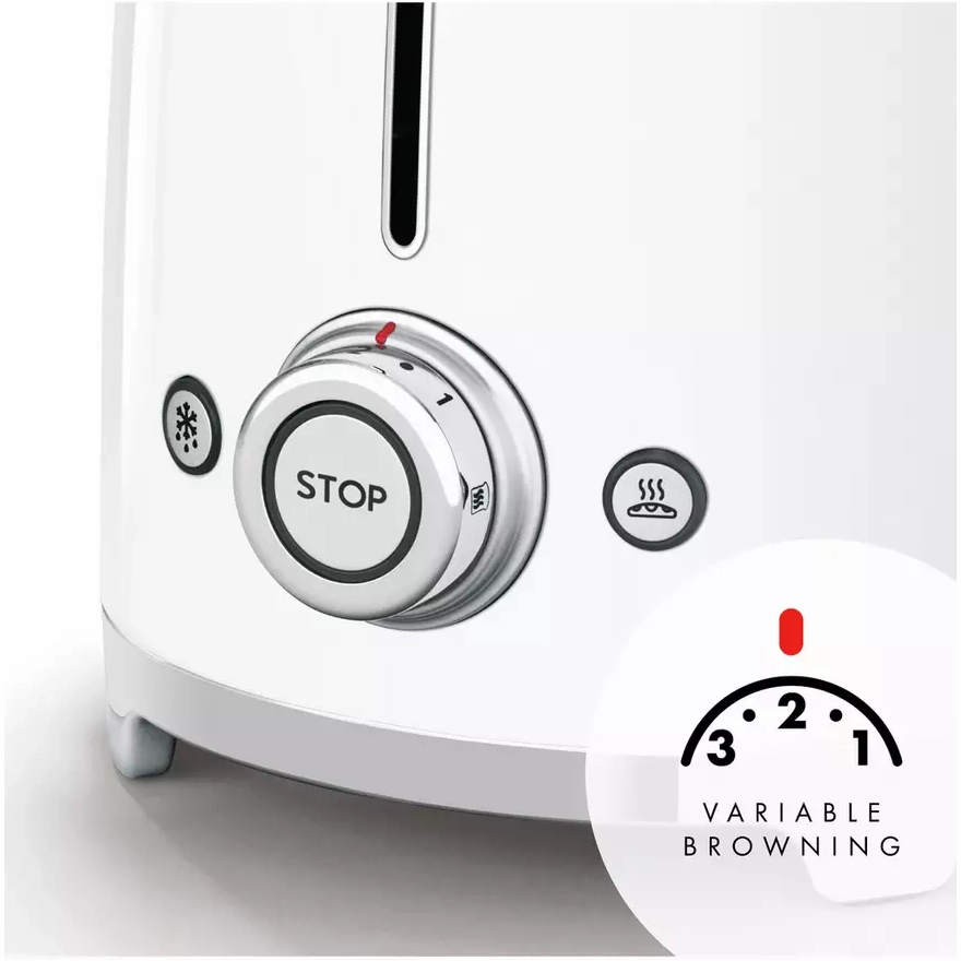 Smeg TSF01WHUK 50's Style Retro 2 Slice Toaster - White