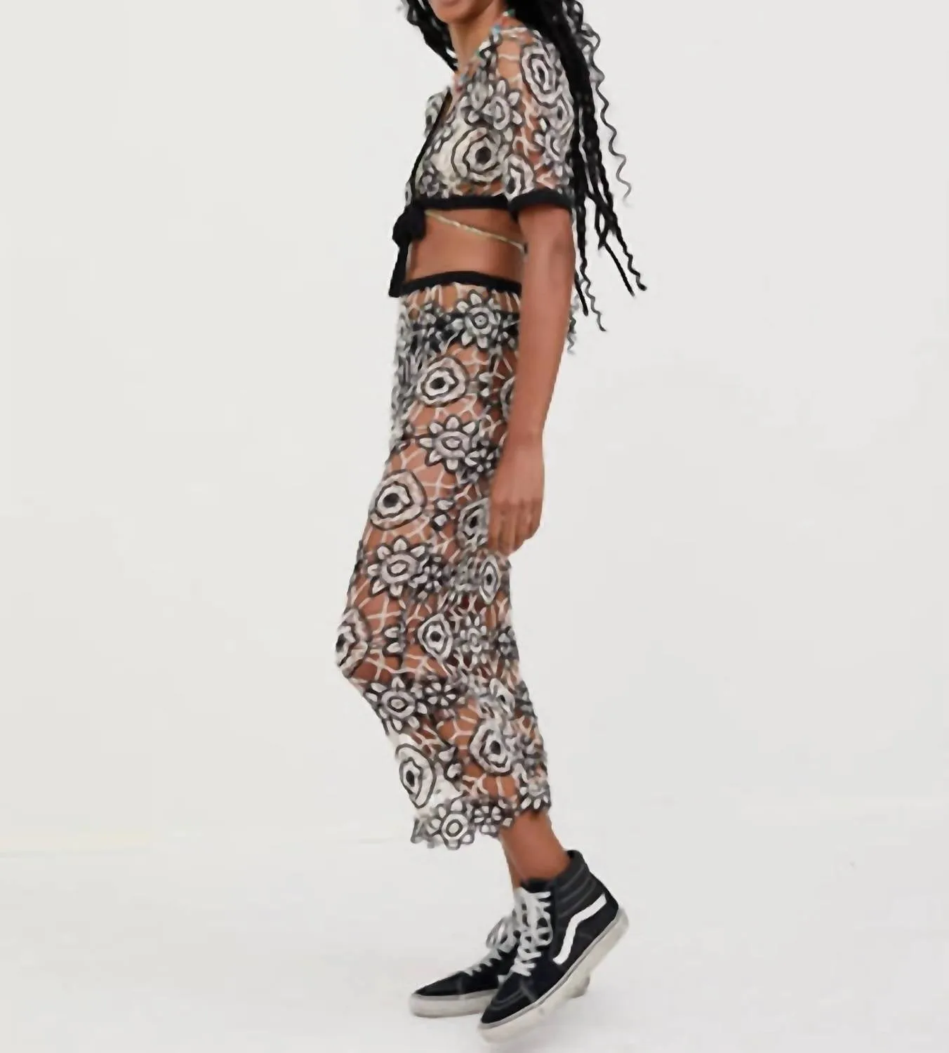 Sofia Crop/swim Cover-Up In Black And White