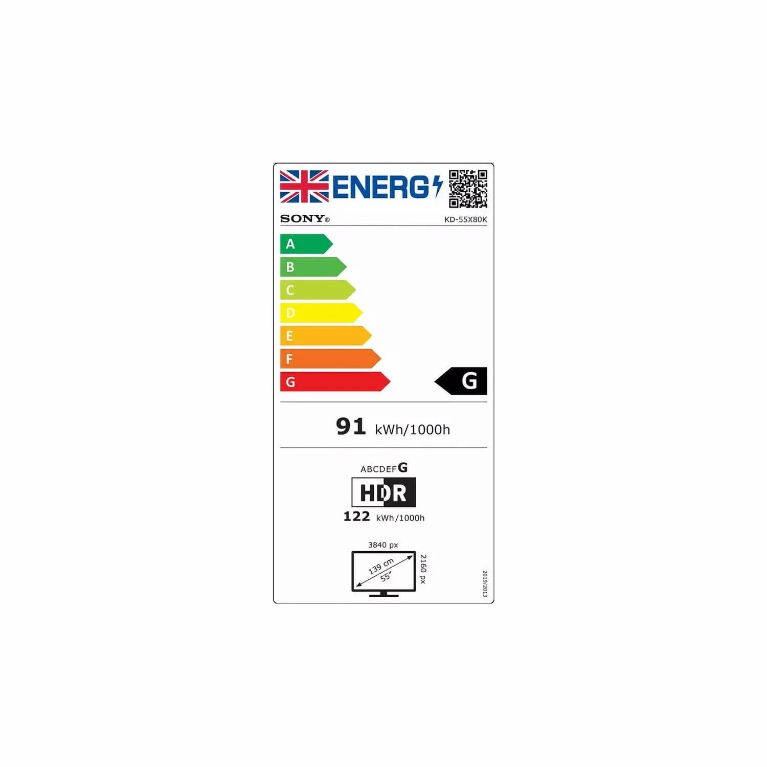 Sony 55 Inch Freeview TV Smart 4K UHD HDR LED - KD55X80KU