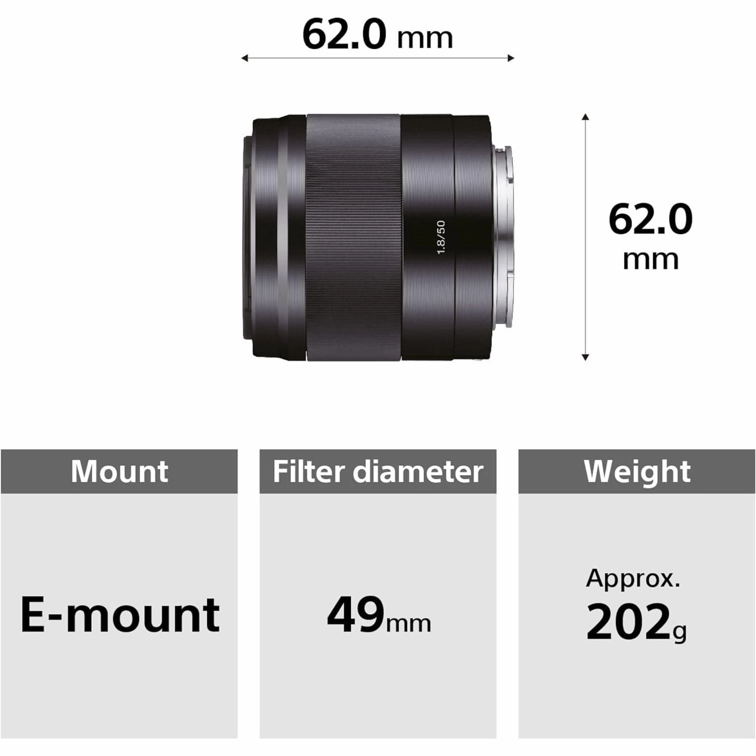 Sony E 50 Mm F/1.8 Oss Standard Prime Lens Black