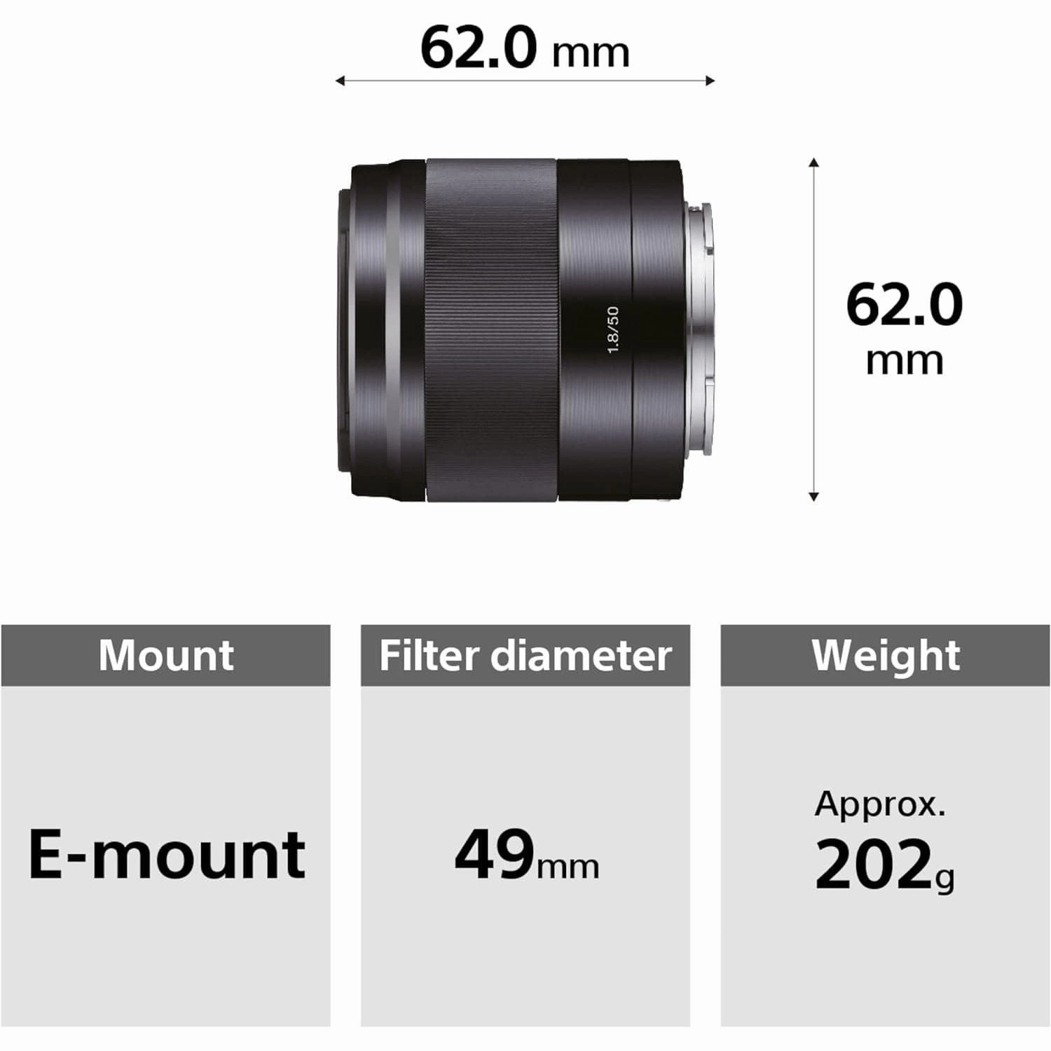 Sony E 50 Mm F/1.8 Oss Standard Prime Lens Black