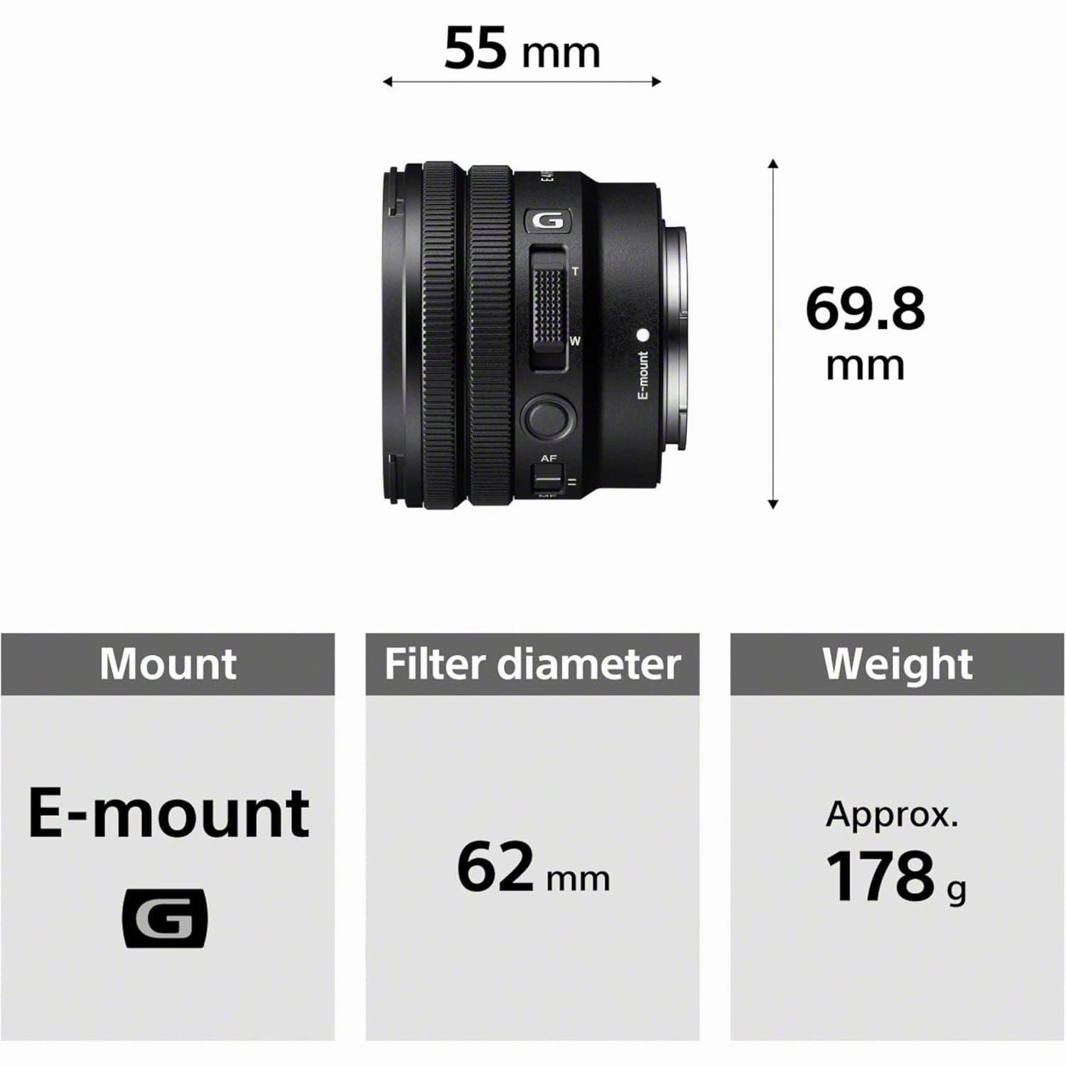 Sony E PZ 10-20mm F4 G APS-C Power Zoom Lens (SELP1020G) - Black