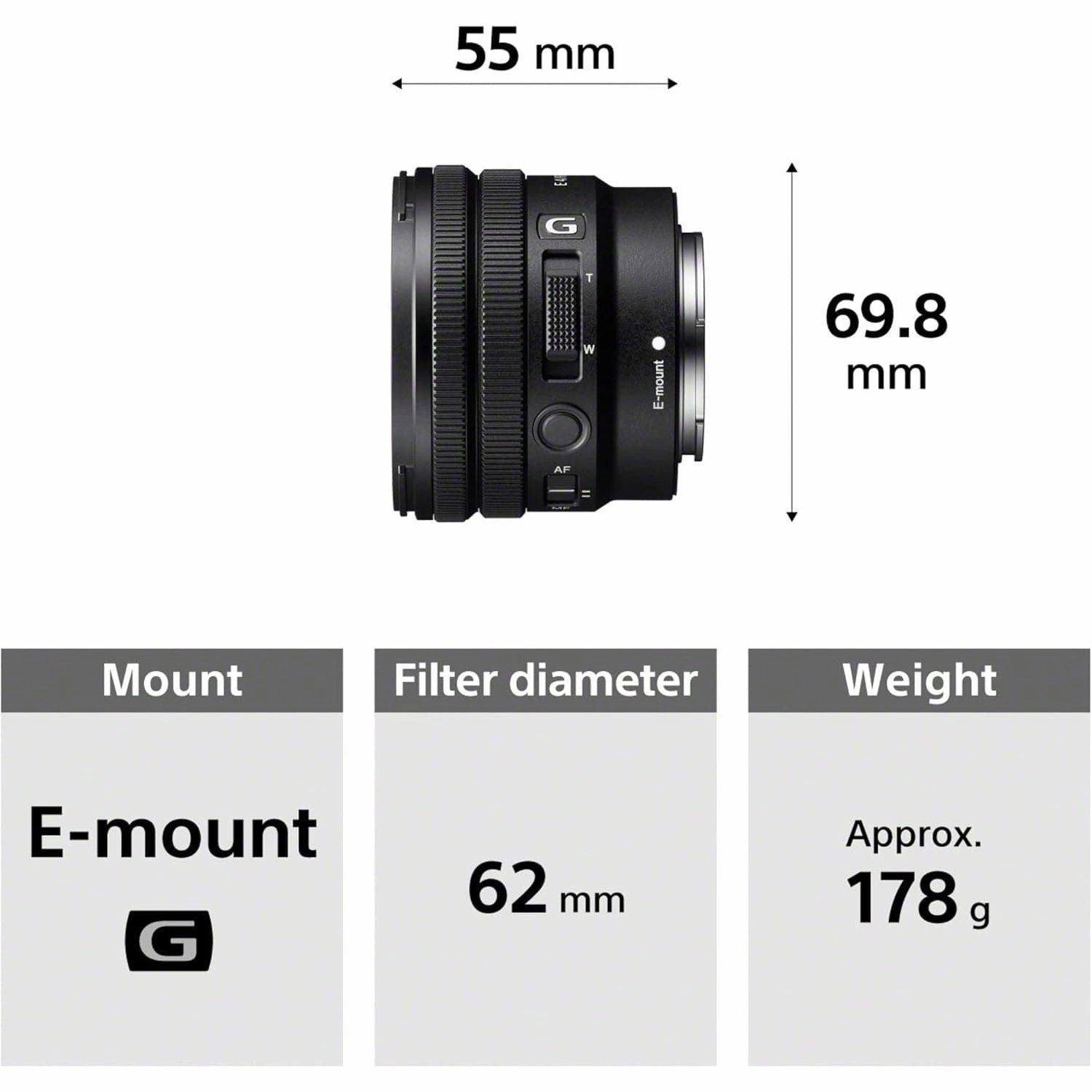 Sony E PZ 10-20mm F4 G APS-C Power Zoom Lens (SELP1020G) - Black