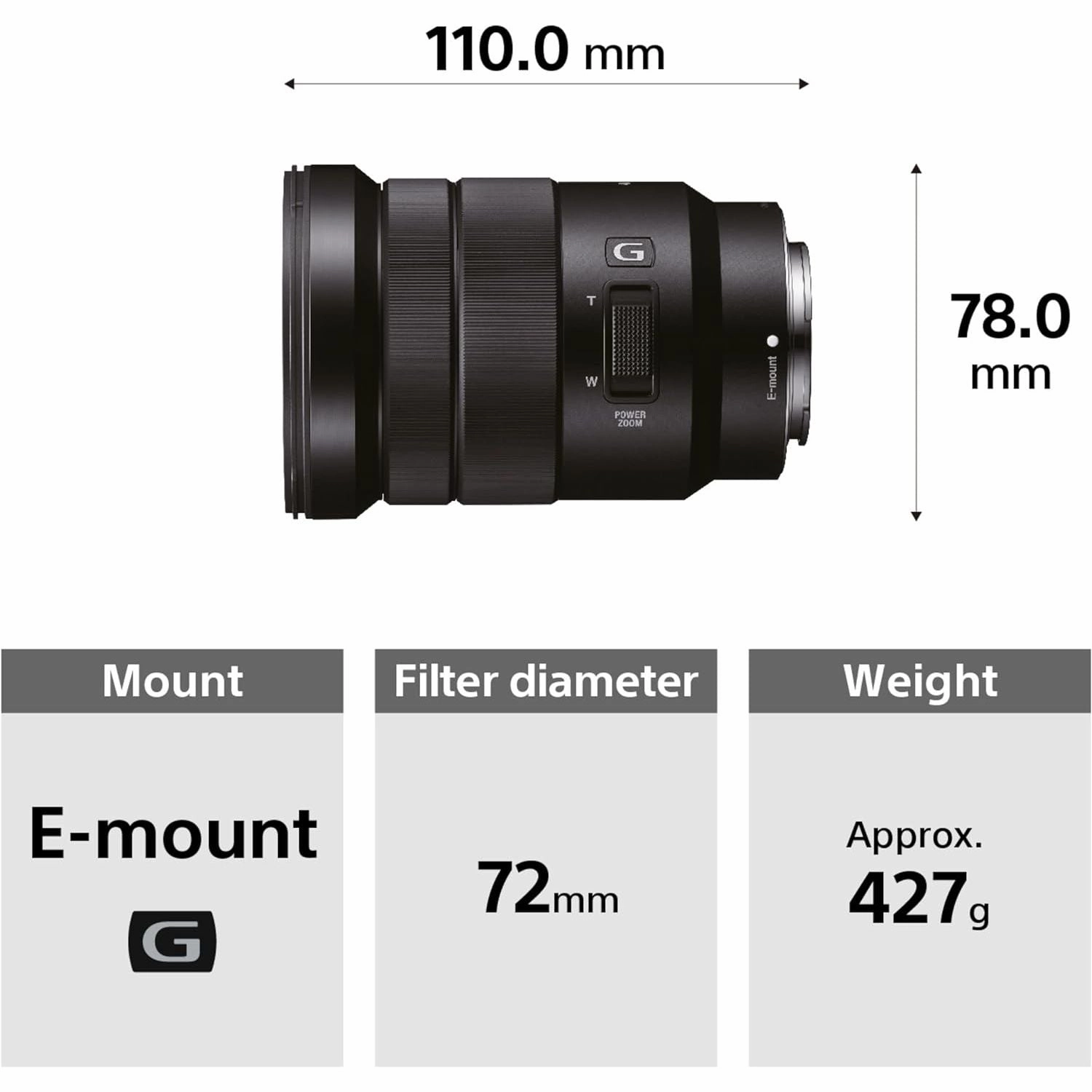 Sony E PZ 18-105mm f/4.0 G Lens - APS-C, Power Zoom (SEL18105G)