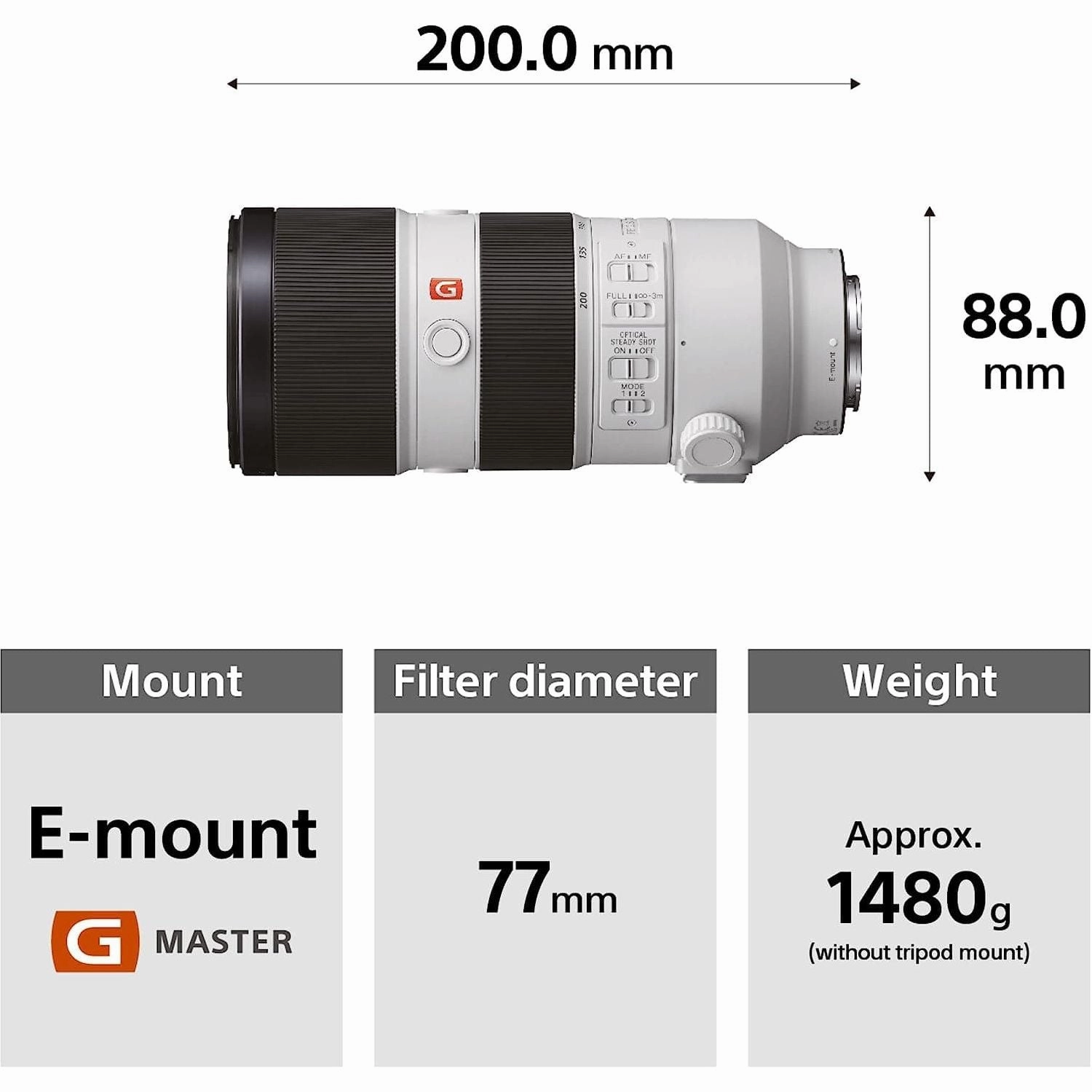 Sony FE 70-200 mm f/2.8GM OSS Camera Telephoto Lens