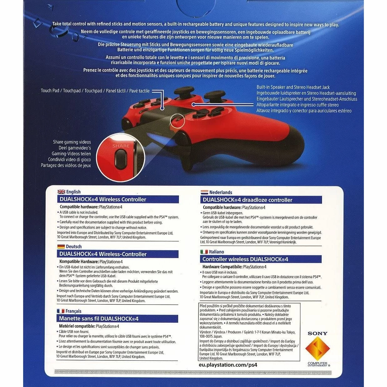 Sony PlayStation Dual Shock 4 Controller - Red