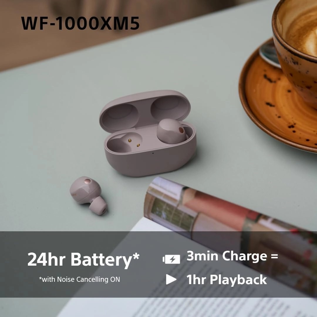 Sony WF-1000XM5 Wireless Noise Cancelling Earbuds - Smoky Pink