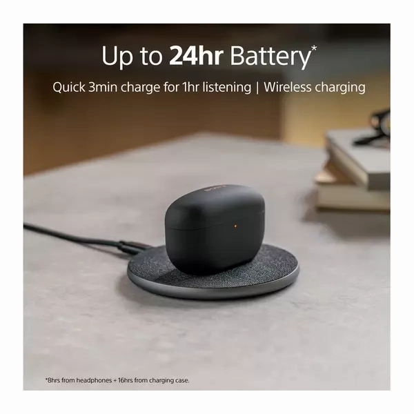 Sony WF-1000XM5 Wireless Noise Cancelling Earbuds, Bluetooth, In-Ear Headphones with Microphone, Up to 24 hours battery life and Quick Charge, IPX4 rating, Works with iOS & Android - Black