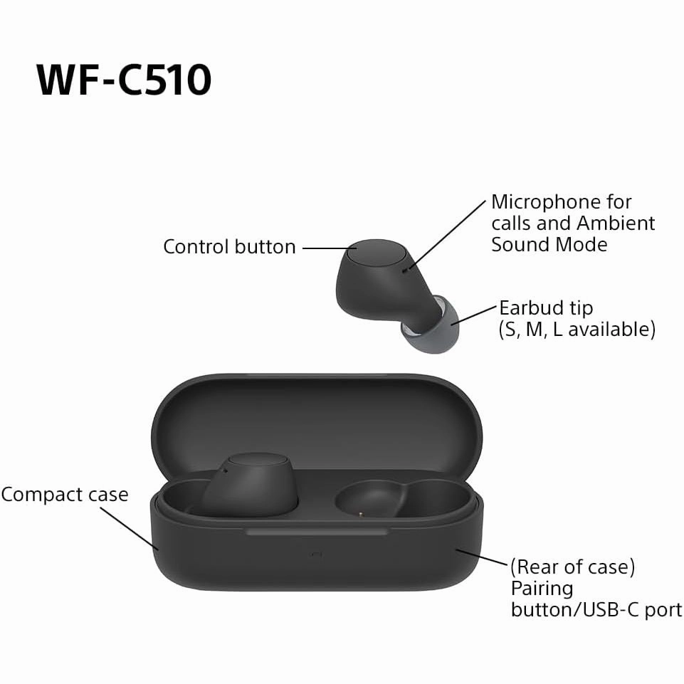 Sony WF-C510 Truly Wireless Earbuds Compact Lightweight and Versatile - Black