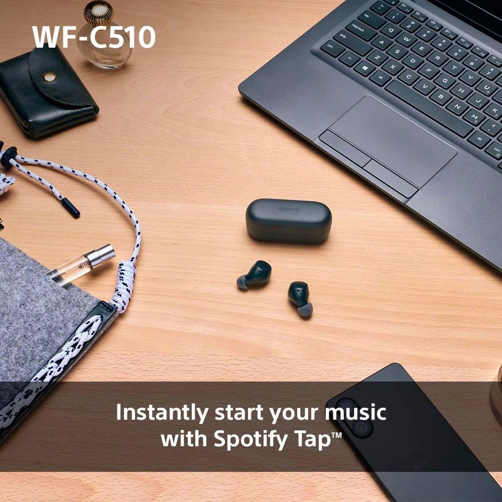Sony WF-C510 Truly Wireless Earbuds  Lightweight Bluetooth In-Ear Headphones with Multipoint Connection, Ambient Sound, IPX4, Spotify Tap, Quick Charge, 22-Hour Battery, iOS & Android Compatible (Black)