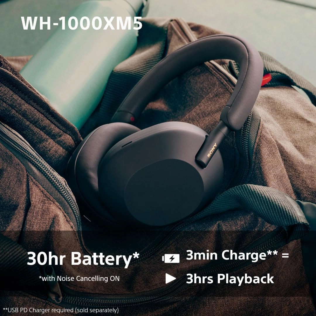 Sony WH-1000XM5 Over-Ear True Wireless Headphones - Black